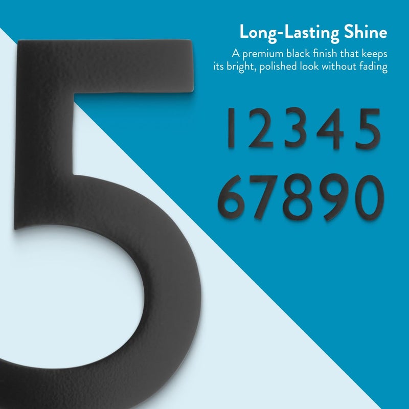 Architectural Mailboxes 3582B-7 4 inch Solid Brass Floating House Number, Black - Image 5